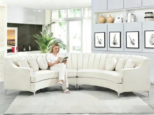 Miniatura 3 de Legend Vansen L - Sofá de terciopelo semicircular de 141.34 pulgadas, sofá seccional curvado de gran tamaño para sala de estar, oficina, apartamento
