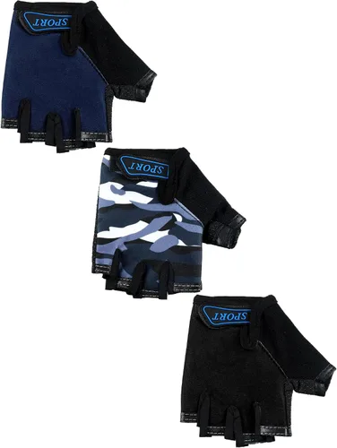 3 pares de guantes de bicicleta para niños, guantes de entrenamiento sin dedos de medio dedo, gel antideslizante para bicicleta y motocicleta