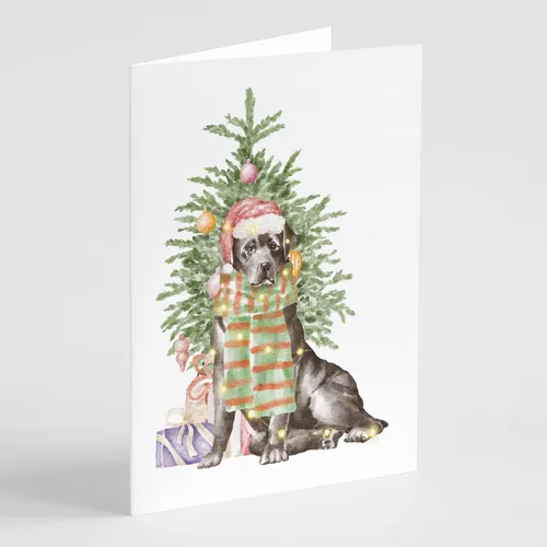 Miniatura 74 de Caroline's Treasures CK8213GCA7P Bulldog, Bulldog Inglés #2 - Tarjetas de felicitación y sobres de árbol de Navidad, paquete de 8 tarjetas en blanco