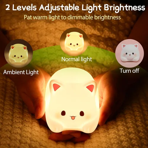 Miniatura 4 de ZKLiLi Luz nocturna para niños, lámpara de gato de 16 colores, linda lámpara, luces nocturnas regulables para bebé para guardería, luz nocturna