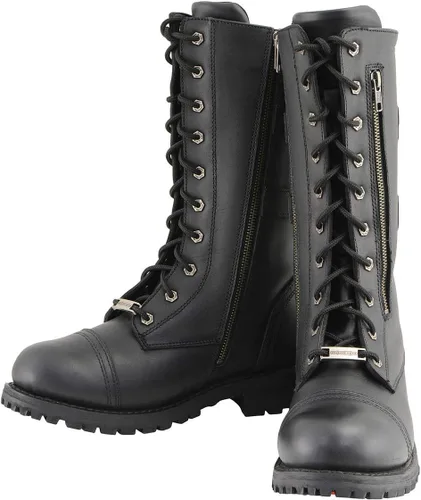 Miniatura 4 de Milwaukee Leather Botas de cuero con cordones tácticas negras de 13 pulgadas de alto para hombre con cremallera con bolsillo de almacenamiento