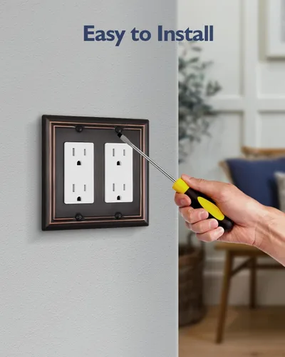 Miniatura 6 de Cubiertas de Enchufe Decorador Doble, Placas de Pared de Bronce Envejecido para Interruptor de Regulador, Enchufe GFCI y Receptáculo, Placas