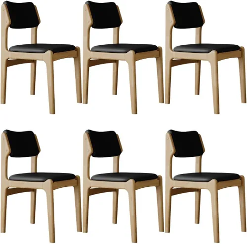 Miniatura 60 de YVYKFZD Wooden Dining Chairs Set, Leather Dining Room Chair with Back, Upholstered Kitchen Chairs, Armless Living Room Chair, for Bedroom Offices