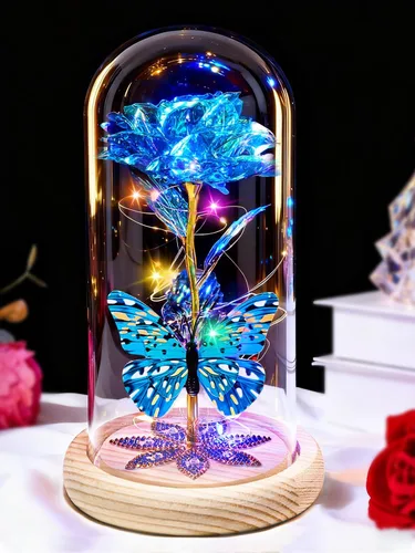 Miniatura 13 de Beferr Regalos de cumpleaños para mujeres, rosa de cristal de galaxia, flores preservadas para siempre, rosa iluminada en cúpula de cristal, regalos