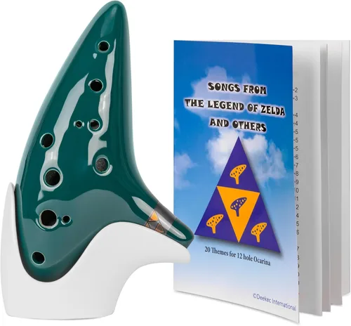 Miniatura 9 de Zelda Ocarina Alto C de 12 hoyos con libro de canciones (canciones de la leyenda de Zelda) con bolsa protectora para expositores - Zelda Ocarinas