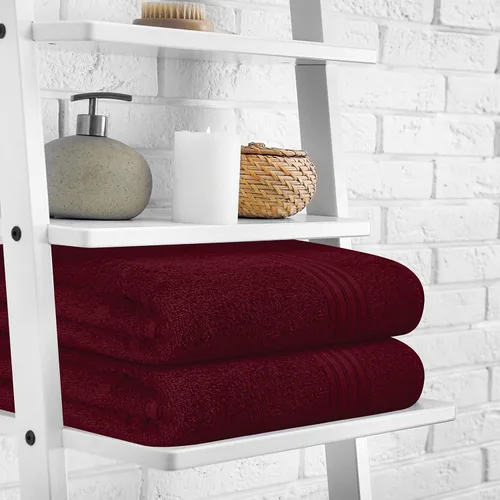 Miniatura 3 de BOUTIQUO Juego de 2 toallas de baño 100% algodón de 28 x 55 pulgadas, toallas de baño grandes ecológicas, compactas, de secado rápido, ligeras, Rosa