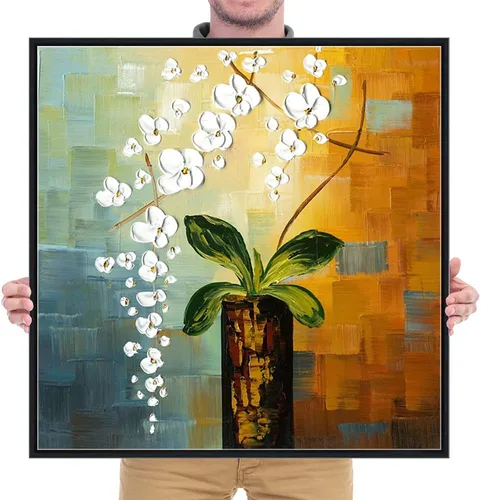 Miniatura 7 de Wieco Art Arte enmarcado La belleza de la vida 100% pintado a mano, ilustraciones modernas, abstractas florales al óleo sobre lienzo, arte de pared