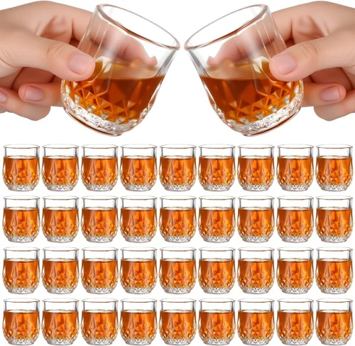 Miniatura 11 de Meanplan Juego de mini vasos de chupito de 1.7 onzas, vasos de degustación, base pesada, taza de chupito transparente, lindas tazas de vino Cordial