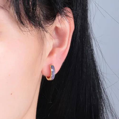 Miniatura 134 de CiNily Aretes Huggie de ópalo con bisagras, chapados en oro, hipoalergénicos, pequeños aretes de aro para mujeres, adolescentes, niñas, hombres