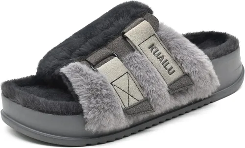 Miniatura 18 de KuaiLu Pantuflas ortopédicas para mujer con soporte de arco, sandalias acolchadas suaves para mujer, sandalias de moda con punta abierta, de piel