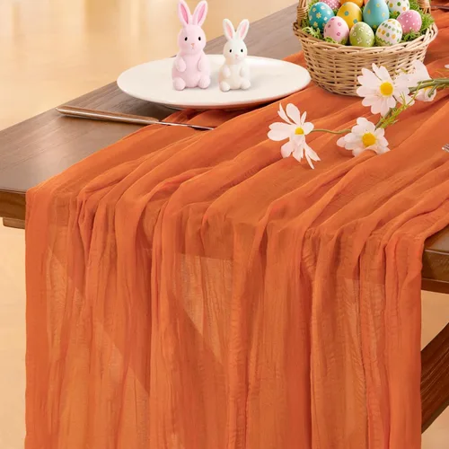 Miniatura 60 de Socomi - 10 caminos de mesa de gasa, estilo bohemio y rústico, para primavera, Pascua, bodas, fiestas, baby showers, cumpleaños y decoración, 120