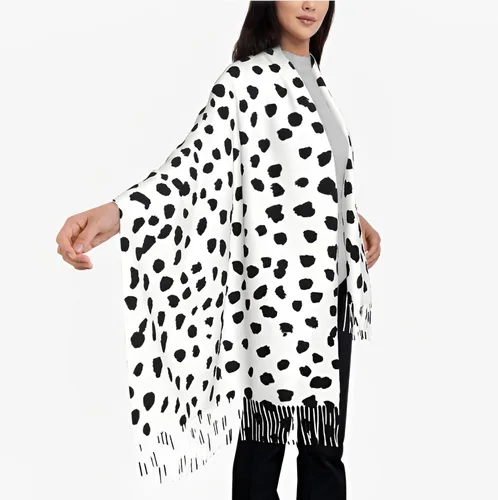 Miniatura 3 de Bufandas de moda para mujer, estampado dálmata, cómodo chal largo, suave y grueso cálido bufanda de invierno