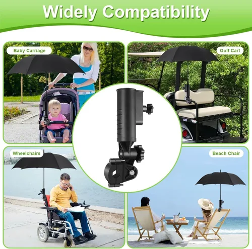 Miniatura 3 de Carrito de golf y soporte para paraguas de carretilla, soporte universal ajustable para silla/cochecito/silla de ruedas/bicicleta