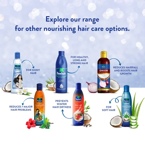 Miniatura 7 de Parachute Advansed Aceite de coco enriquecido con aloe vera para cabello fuerte, suave y sedoso, nutrición profunda y acondicionamiento, todo tipo