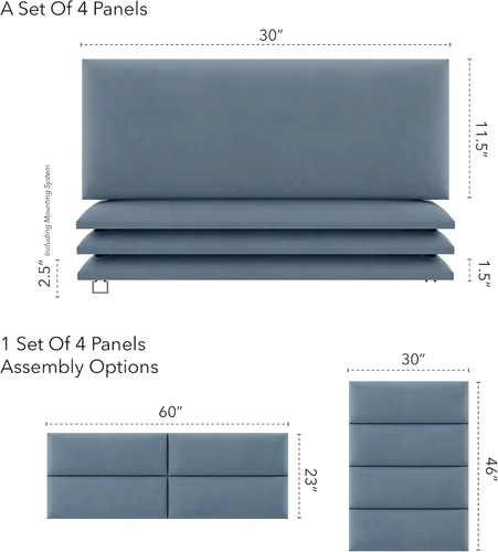 Miniatura 161 de Vant - Paneles tapizados para pared - Cabeceros montados en la pared tamaño King/Cal King - Cuero vintage blanco tórtola - Twin/King - Juego de 4