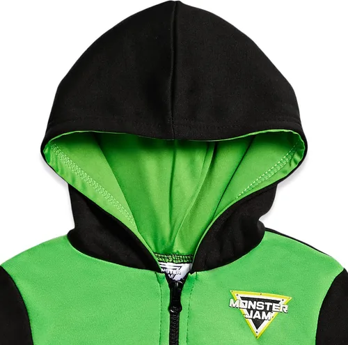 Miniatura 4 de Monster Jam Sudadera con capucha de forro polar con media cremallera, color negroverde, Verde, metálico