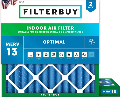 Miniatura 31 de Filterbuy Filtro de aire MERV 13 de 8 x 14 x 1 pulgadas, protección óptima contra el humo y la alergia (paquete de 2), filtros electrostáticos