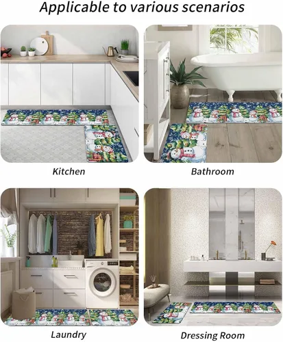 Miniatura 6 de Tapete de baño de muñeco de nieve de Navidad para bañera, antideslizante, de secado rápido y absorbente, tierra de diatomeas, fregadero de ducha