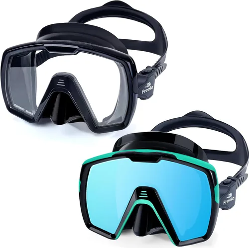 Miniatura 8 de Freela Gafas de natación para adultos con cubierta para la nariz, vidrio templado, antivaho impermeable, 180°, visión amplia transparente
