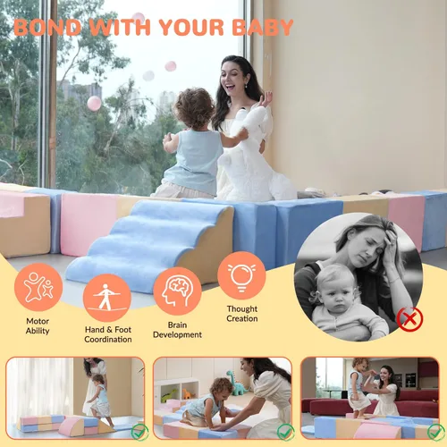 Miniatura 5 de Juguetes de escalada para niños pequeños, juego de espuma suave de 11 piezas para niños pequeños de 1 a 3 años, bloques de escalada para bebés