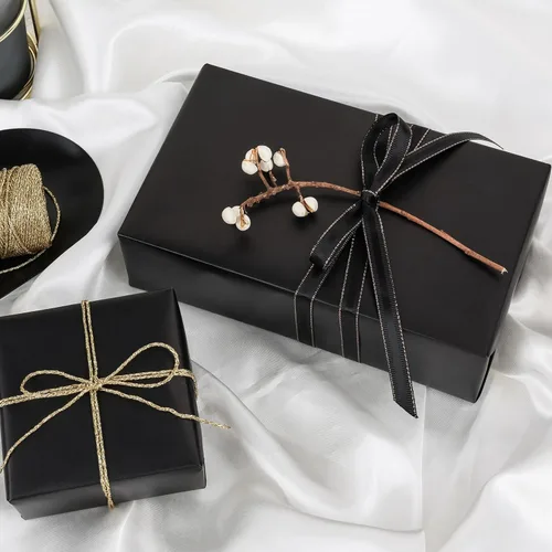 Miniatura 4 de NESCCI Papel de regalo negro de metal mate, papel de color sólido, papel de regalo perfecto para bodas, día de San Valentín, cumpleaños, Navidad