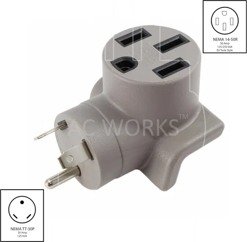 Miniatura 2 de Adaptador de carga EV AC WORKS para uso en Tesla (TT-30P RV/Remolque 30A a Tesla)