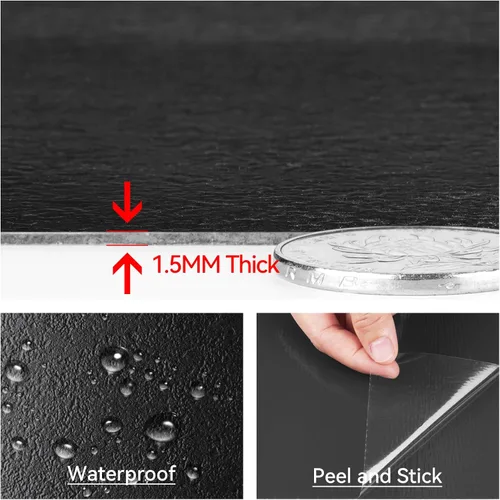Miniatura 5 de Livelynine – Azulejos de despegar y pegar negro mate para el suelo del baño, azulejos impermeables para pegar en el suelo de la cocina, sótano, piso