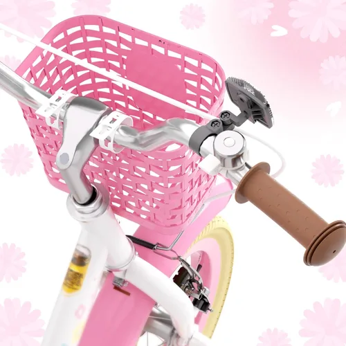 Miniatura 8 de Glaf - Bicicleta para niñas de 12, 14, 16 pulgadas con ruedas de apoyo, bicicleta para niños pequeños de 2 a 9 años, bicicleta con canasto y asiento