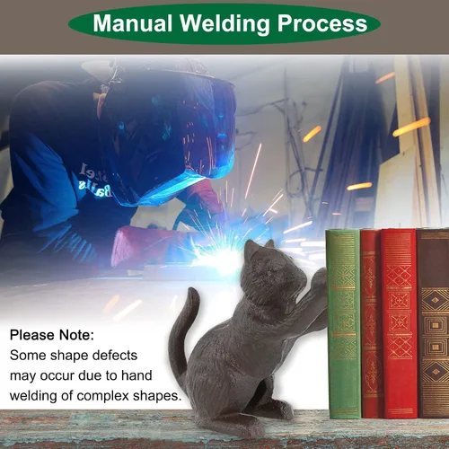 Miniatura 4 de Sujetalibros decorativos para gatos, extremos únicos de hierro fundido con forma de animal para guardar libros resistentes, para decoración