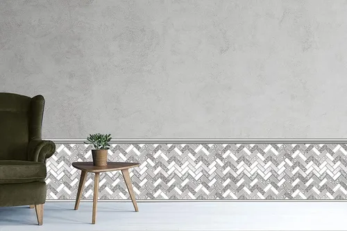 Miniatura 4 de Retro-Art - Paneles de pared 3D con diseño de mosaico en color blanco y gris, PVC, 7" x 10", 237SR