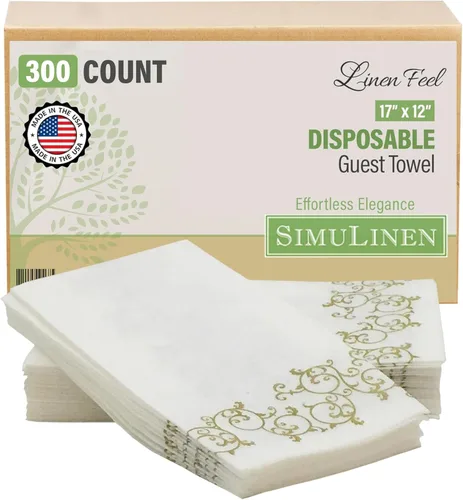 Miniatura 20 de SimuLinen Toallas de mano desechables de jardín azul con flores para baño, toallas para invitados de un solo uso con tacto de lino, papel de seda