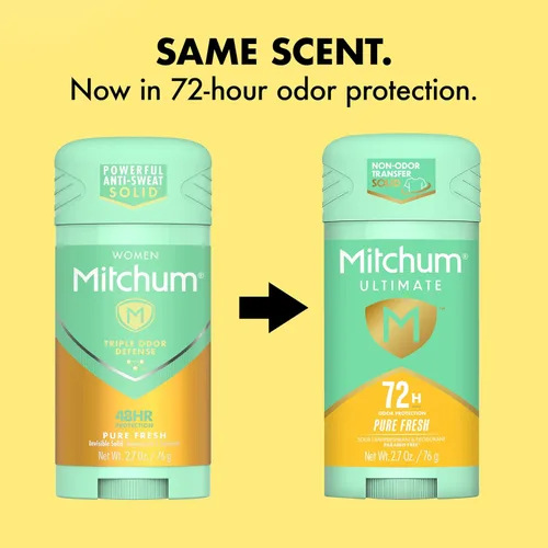 Miniatura 5 de Mitchum Ultimate 72H Odor Protection Antitranspirante y desodorante para mujer, sólido invisible, puro fresco, paquete de 2
