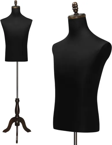 Bonnlo Forma de Vestido Masculino, Maniquí Masculino con Soporte de Trípode de Madera, Torso de Altura Ajustable para y Exhibición y Costura (Seda)