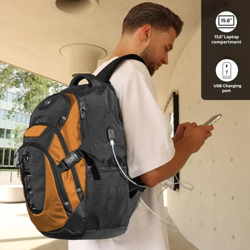 Miniatura 2 de swissdigital Mochila para portátil de viaje de negocios, para hombre y mujer, con puerto de carga USB inteligente, compatible con portátiles de 15.6