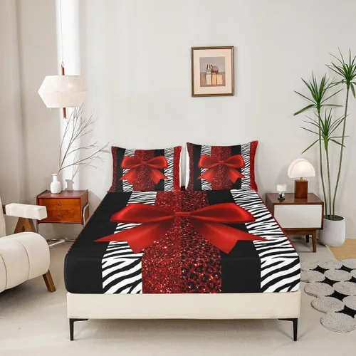 Miniatura 4 de Sábana bajera ajustable para niños, tamaño individual, diseño de cebra y leopardo con purpurina, decoración de habitación para niñas y mujeres, A1