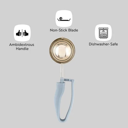 Miniatura 4 de Cucharón de porciones de acero inoxidable de agarre cómodo con mango ambidiestro