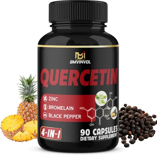 BMVINVOL Suplemento de quercetina 4660 mg - Apoya la salud cardiovascular, el sistema inmunológico y antioxidante - con bromelina, extracto de