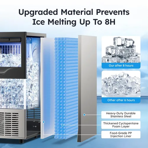 Miniatura 3 de Máquina de hielo comercial de 100 libras/24 horas, contenedor de almacenamiento de 33 libras, 45 cubos de hielo en 8-12 minutos, máquina de hielo
