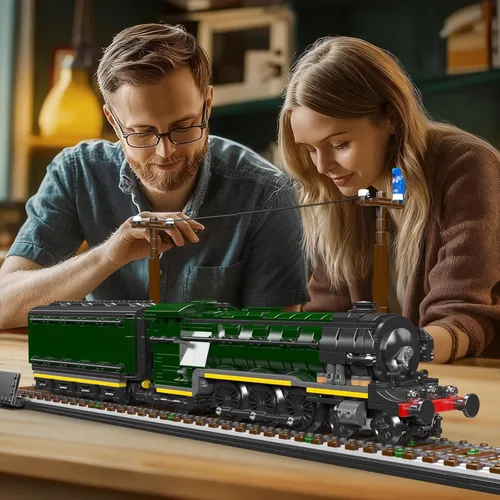 Miniatura 6 de Mould King 12044 Flying Scotsman - Kit de construcción de locomotora de vapor, más de 1766 piezas, juego de tren a gran escala con pistas