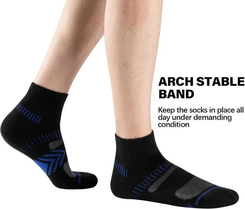 Miniatura 5 de COOPLUS Calcetines tobilleros acolchados para hombre, calcetines de algodón de rendimiento atlético