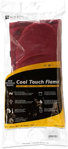 Miniatura 36 de San Jamar KT0215 Kool-Tek Manopla de protección para horno para temperatura convencional Nomex, 15" de longitud, rojo