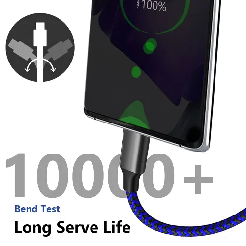 Miniatura 4 de Cable de carga USB tipo C de 10 pies, 3 unidades, USB A a USB C, cable de carga rápida compatible con iPhone 16 15 Pro Max, Samsung Galaxy S24 S23