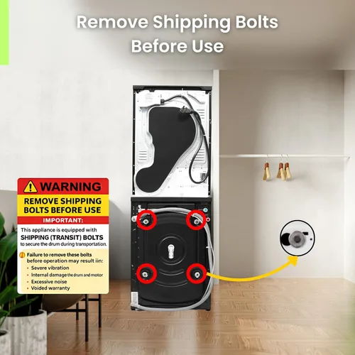 Miniatura 3 de Conserv 2.2 cf 120 V Lavadora y 4 Cf 220V Secadora Condensación Fabricada en Europa (Negro Mate)