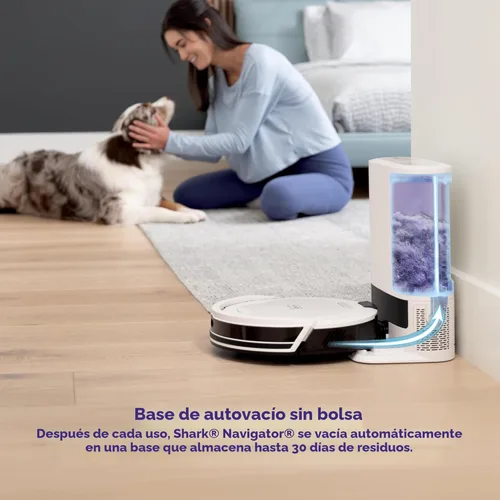 Miniatura 5 de Aspiradora robot Shark Navigator con base autovaciante sin bolsa de 30 días de capacidad, potente succión, navegación SmartPath, cepillo