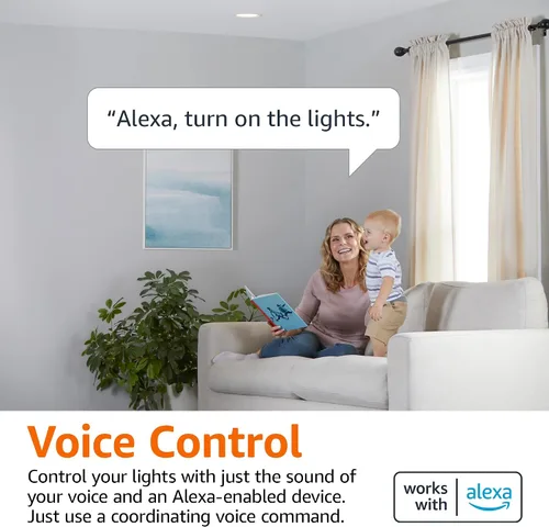 Miniatura 3 de Bombilla LED inteligente BR30, Amazon Basics, blanco suave regulable (2700K), 9W (equivalente a 60W), 800 lm, funciona solo con Alexa, Wi-Fi de 2,4