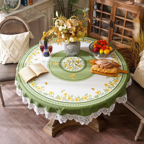 Miniatura 12 de SUTAVIA Mantel de encaje floral impermeable, rectangular, lavable, para el hogar, vacaciones, Acción de Gracias, Navidad, fiesta, comedor