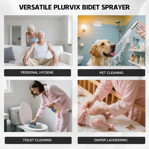 Miniatura 3 de Pulverizador de bidé de inodoro de mano, presión de agua ajustable, con manguera, kit de lavado femenino y para mascotas, accesorio de higiene