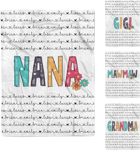 Miniatura 22 de Personalized Grandma Blanket, Gifts for Grandmother from Grand Kids, Name Blankets for Mimi, Gigi, Nana (Grandma 01)