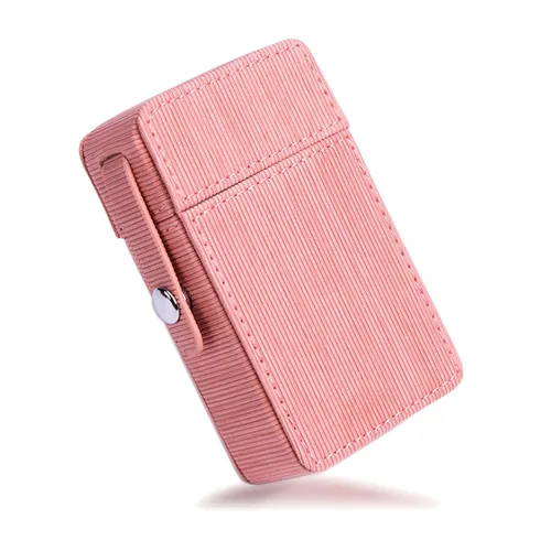 Miniatura 15 de Boshiho Caja de cigarrillos de cuero PU con encendedor titular bolsa de tabaco el mejor regalo para hombres mujeres (negro)