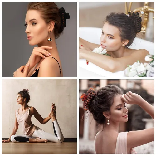 Miniatura 5 de OWIIZI Pinzas grandes para el cabello para mujer, 4.3 pulgadas, diseño de leopardo mate, pinzas para el pelo jumbo, antideslizantes, pinzas